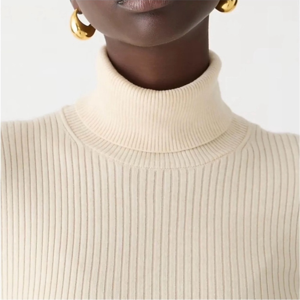 J. Crew Tencel Lyocell-Blend Ribbed Turtleneck Sweater - Picture 2 of 15